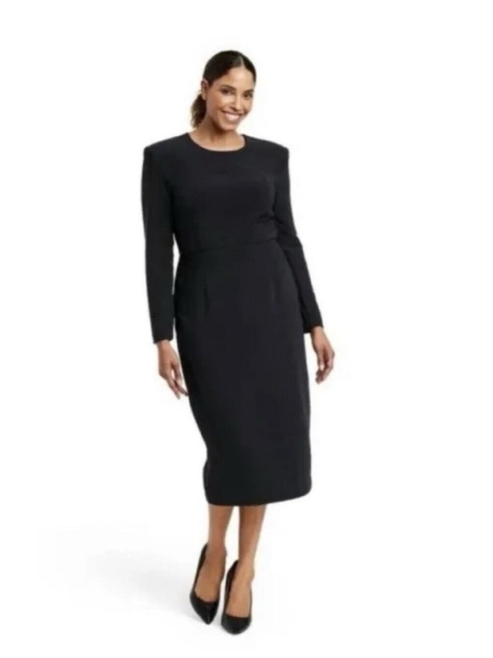 Sergio Hudson x Target XS Black Strong Shoulder Midi Dress. Size XS. NWT.